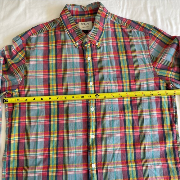 J. Crew Madras 100% Cotton Multicolor Colorful Plaid Button Up Shirt - Picture 14 of 15